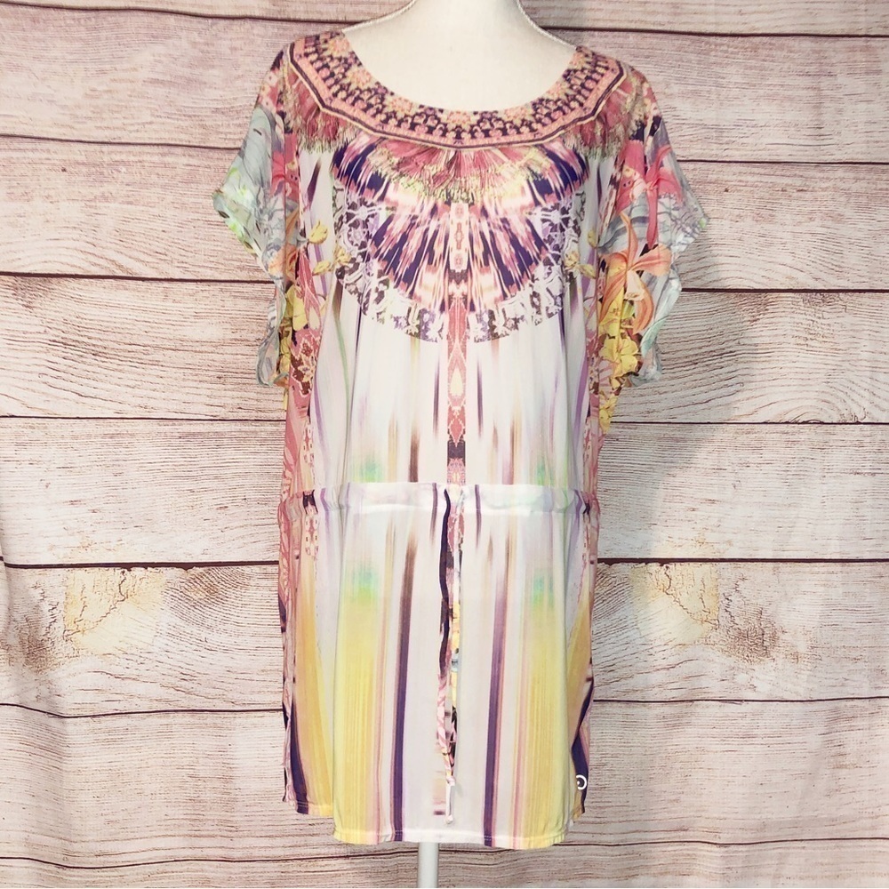 Calia by Carrie Underwood Multicolor Pastel Kaftan Swimsuit Coverup Size S
